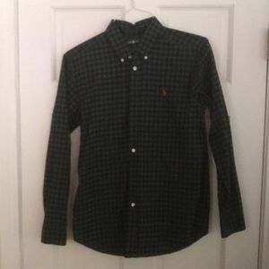 Ralph Lauren, boys size L, plaid button down shirt, green/red, long sleeve